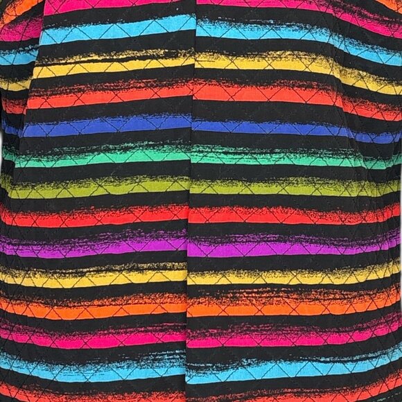 Vintage Maggie London Blazer Size 8 Silk Quilted Jacket Rainbow Striped Retro - Picture 5 of 11